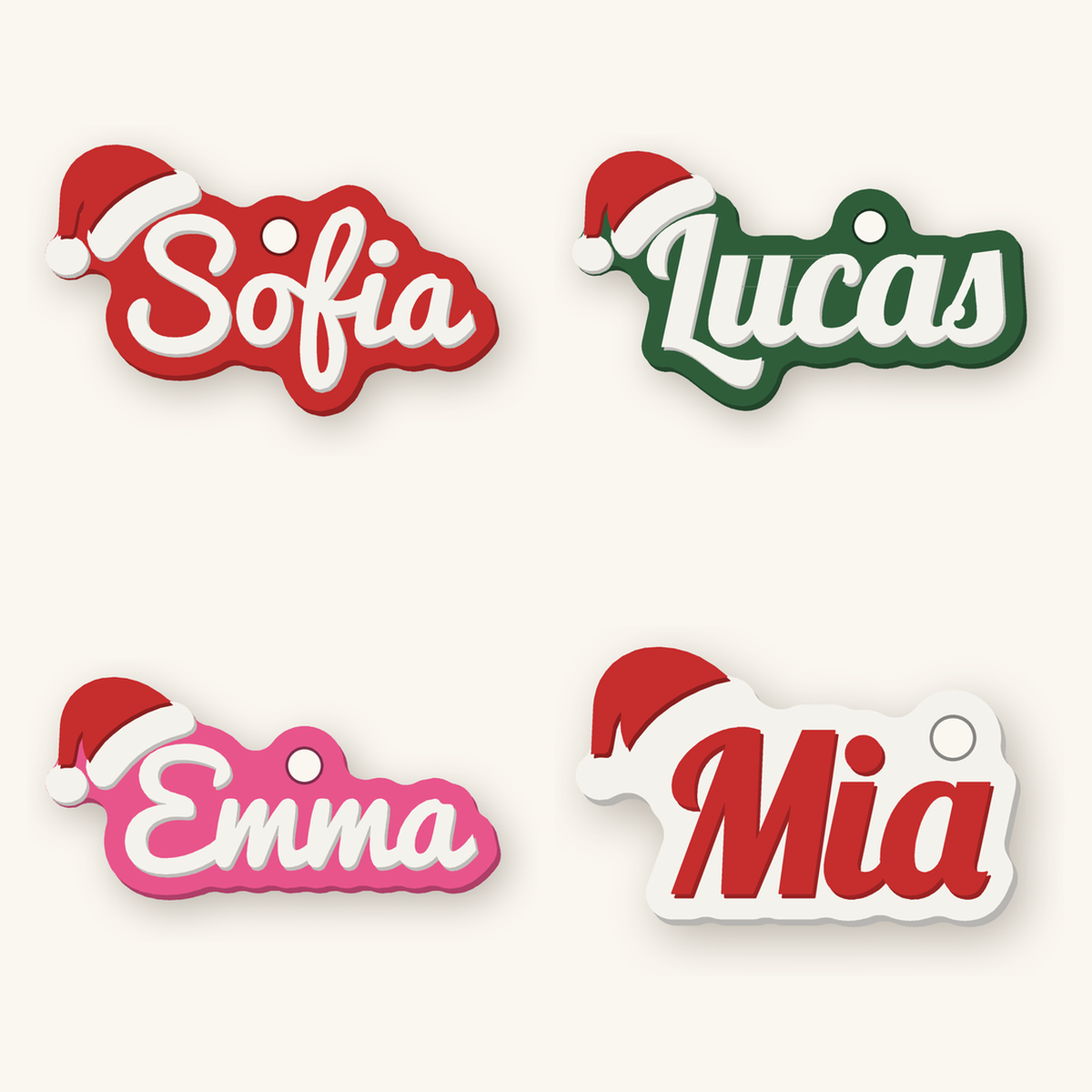 Móc khoá tên mũ Noel